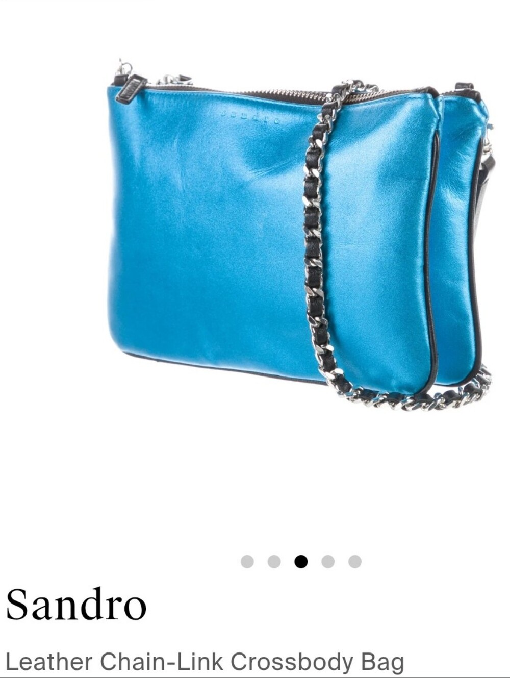 Sandro LEATHER Electric Blue Chain Crossbody Bag